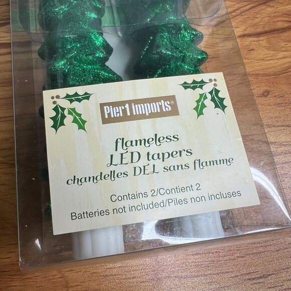 Pier 1 Flameless LED Tapers Christmas Tree Decorative Lights 10.5 Inch Set of 2 - Picture 9 of 10